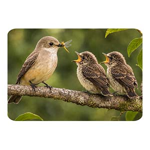 Vermillion Flycatcher Female with Chicks